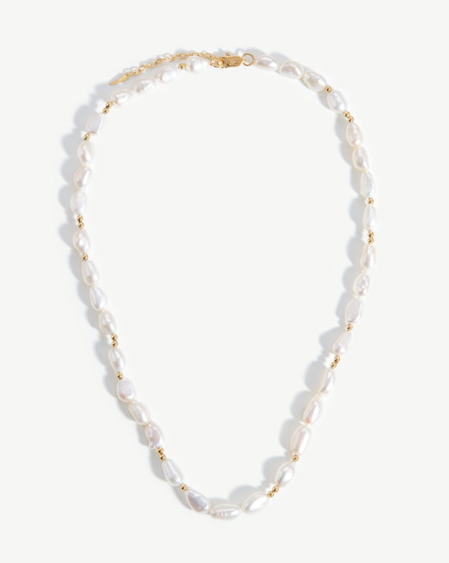 Pearl Beaded Necklace | 18ct Gold Plated/Pearl