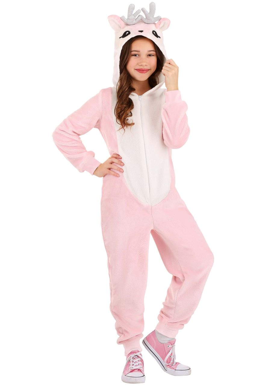 Pink Deer Girl's Hooded Costume