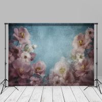 Pink Floral Blue Abstract Backdrop For Photography - Aperturee