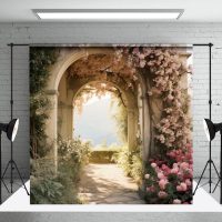 Pink Floral Leaf Arch Spring Backdrop For Photograph - Aperturee