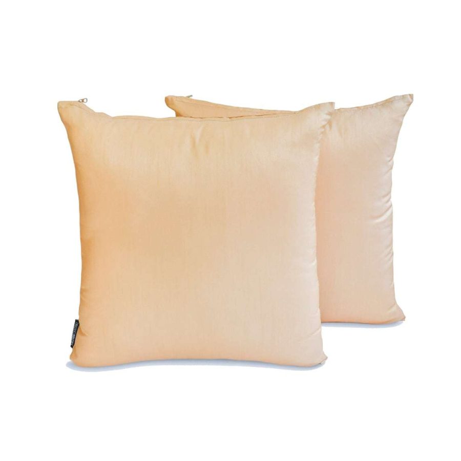 Plain Pillow Covers Beige Set of 2, Art Silk Plain, Solid - Beige Luxury