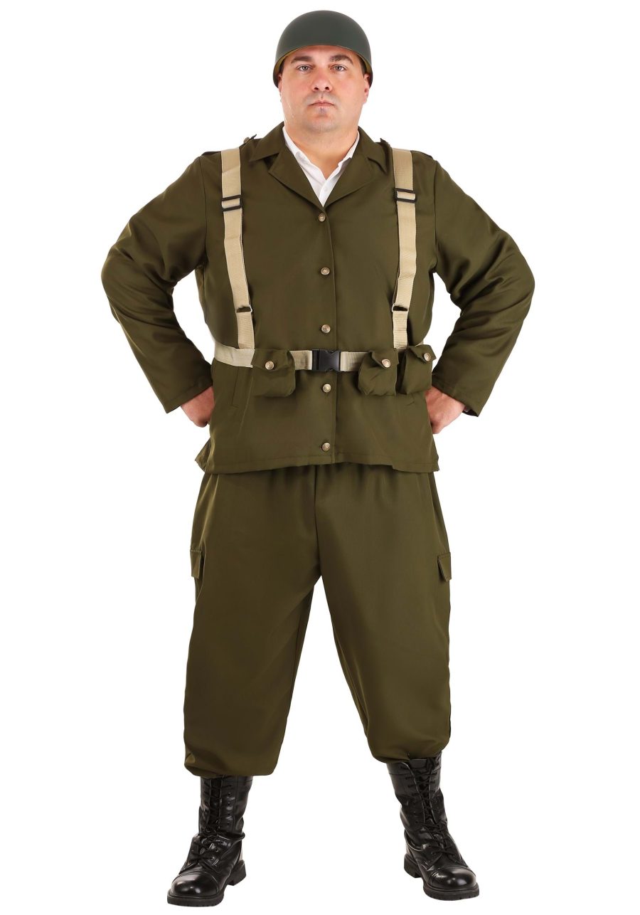 Plus Size Men's Deluxe WW2 Soldier Costume