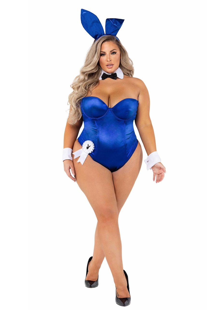 Plus Size Playboy Women's Royal Blue Bunny Costume