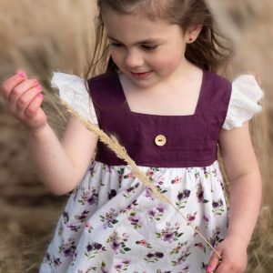 Purple Floral Linen Dress