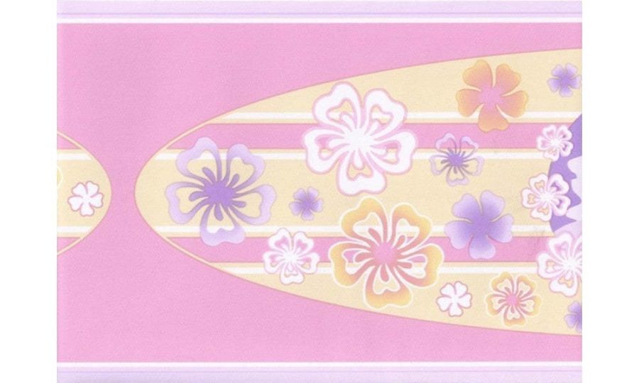 Purple Pink Hawaiian Surf Board GU79216 Wallpaper Border