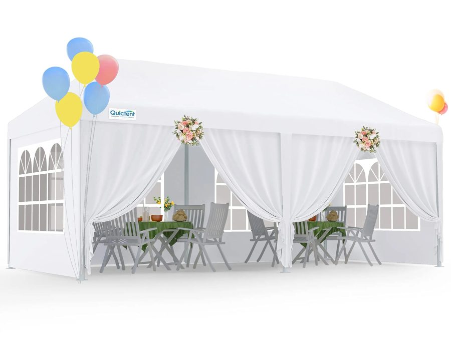 Quictent 10x20 Party Tent, Event Tent with Sides and Windows, White