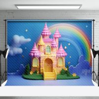 Rainbow Night Cloud Castle Backdrop For Cake Smash - Aperturee