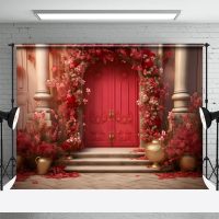 Red Floral Door Luxury Door Backdrop For Photography - Aperturee