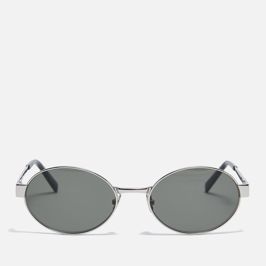 Saint Laurent Women's Vintage Oval Metal Frame Sunglasses - Silver/Silver/Grey