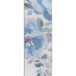 Sasha Floral Cream Blue Washable Rug