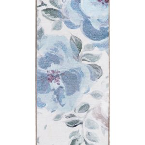 Sasha Floral Cream Blue Washable Rug