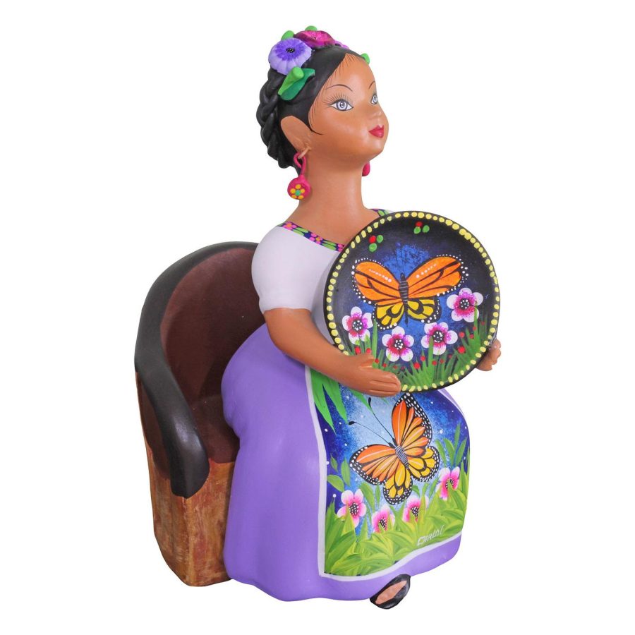 Seated Lupita with Butterfly Platter