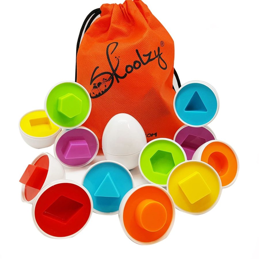Shapes Matching Egg Toy 6 Pc Set, Montessori Sensory Bin Toy For Toddlers Presch