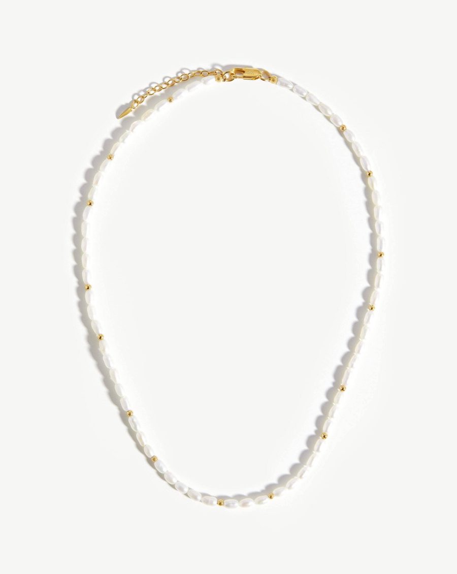 Short Seed Pearl Beaded Necklace | 18ct Gold Plated/Pearl