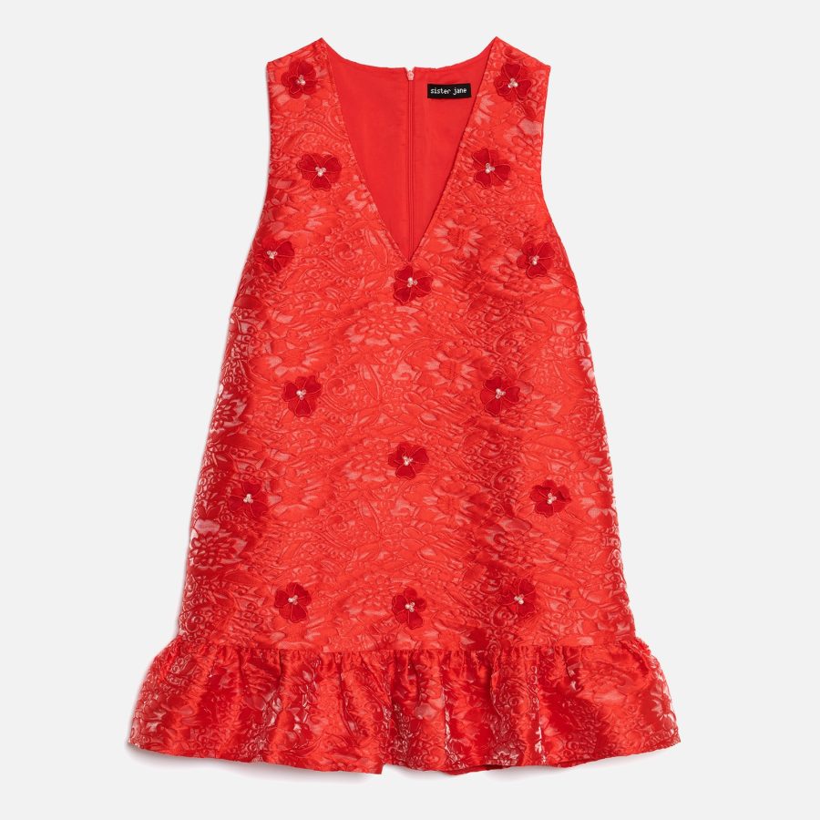 Sister Jane Women's Sweet Cherry Jacquard Dress - Red - S/UK 8