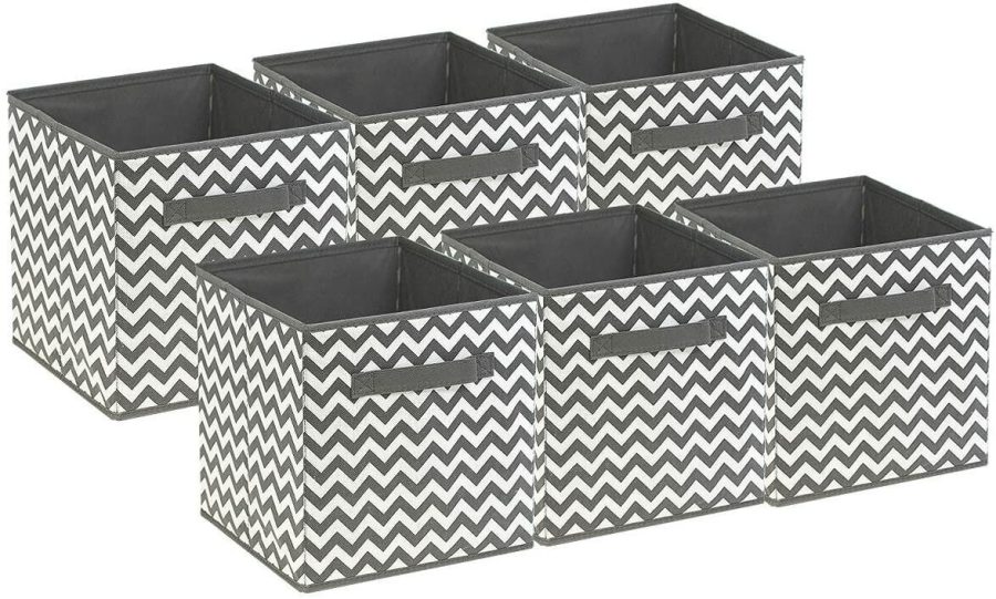 Sorbus 6 Pk Foldable Fabric Storage Cube Bin Baskets Organizer - Chevron Pattern