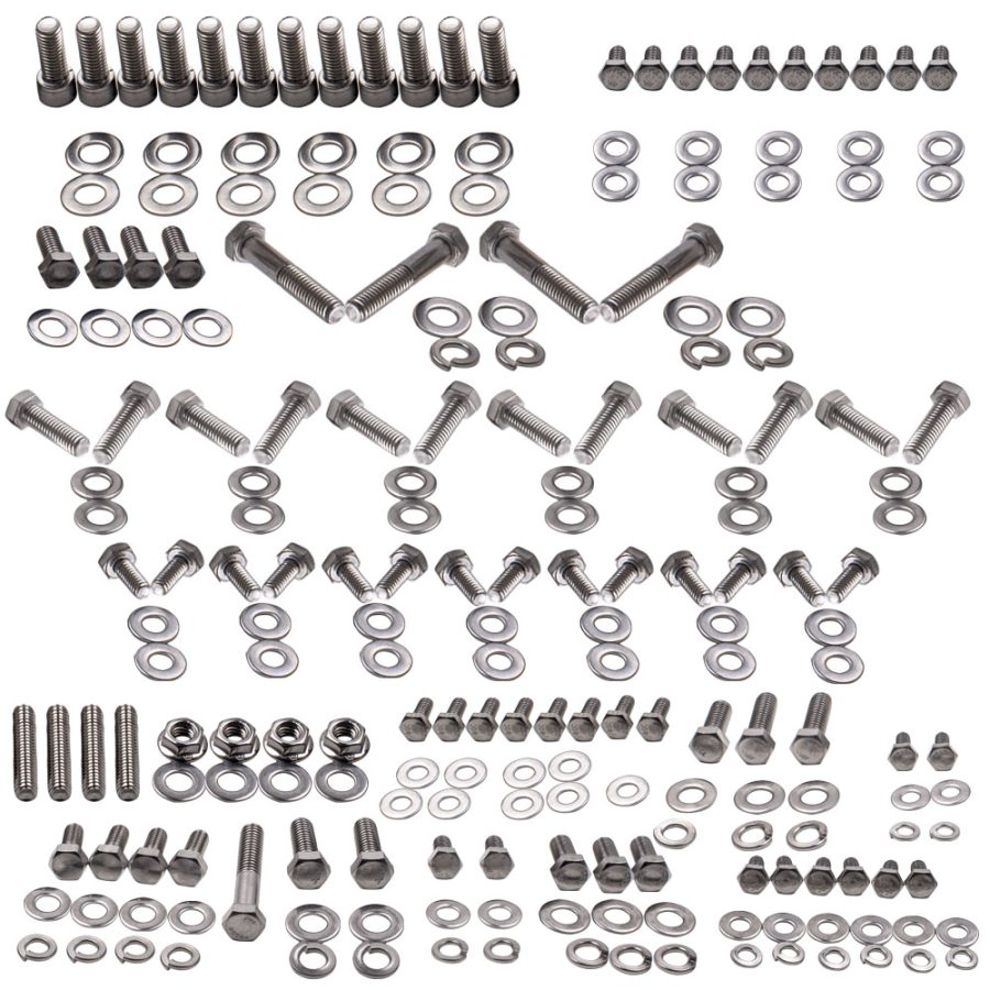 Stainless Hex Bolt Kit Small Block compatible for Chevy Sbc 265 305 307 327 350 400