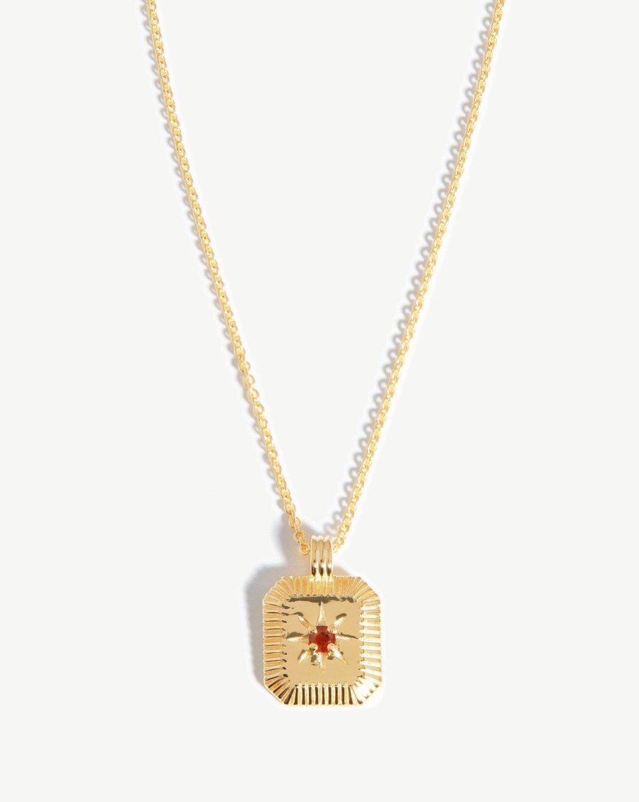 Star Ridge Birthstone Pendant Necklace | 18ct Gold Vermeil/Garnet