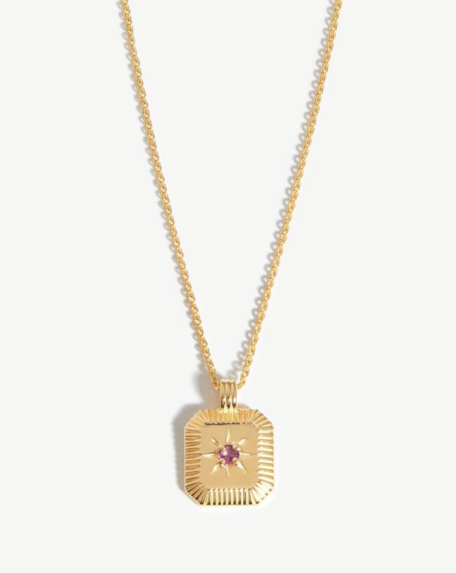 Star Ridge Birthstone Pendant Necklace | 18ct Gold Vermeil/Natural Pink Tourmaline