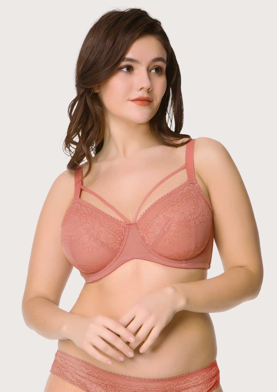 Strappy - Blue/Pink/Linen Sexy Unlined Underwire Bra | HSIA - 34C / Pink
