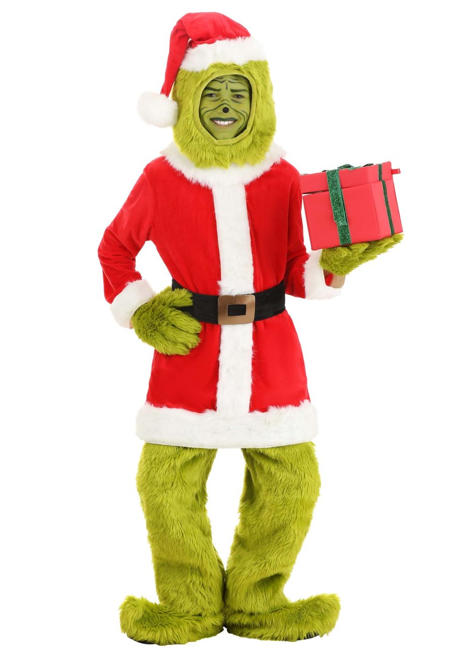 The Grinch Boy's Santa Open Face Costume