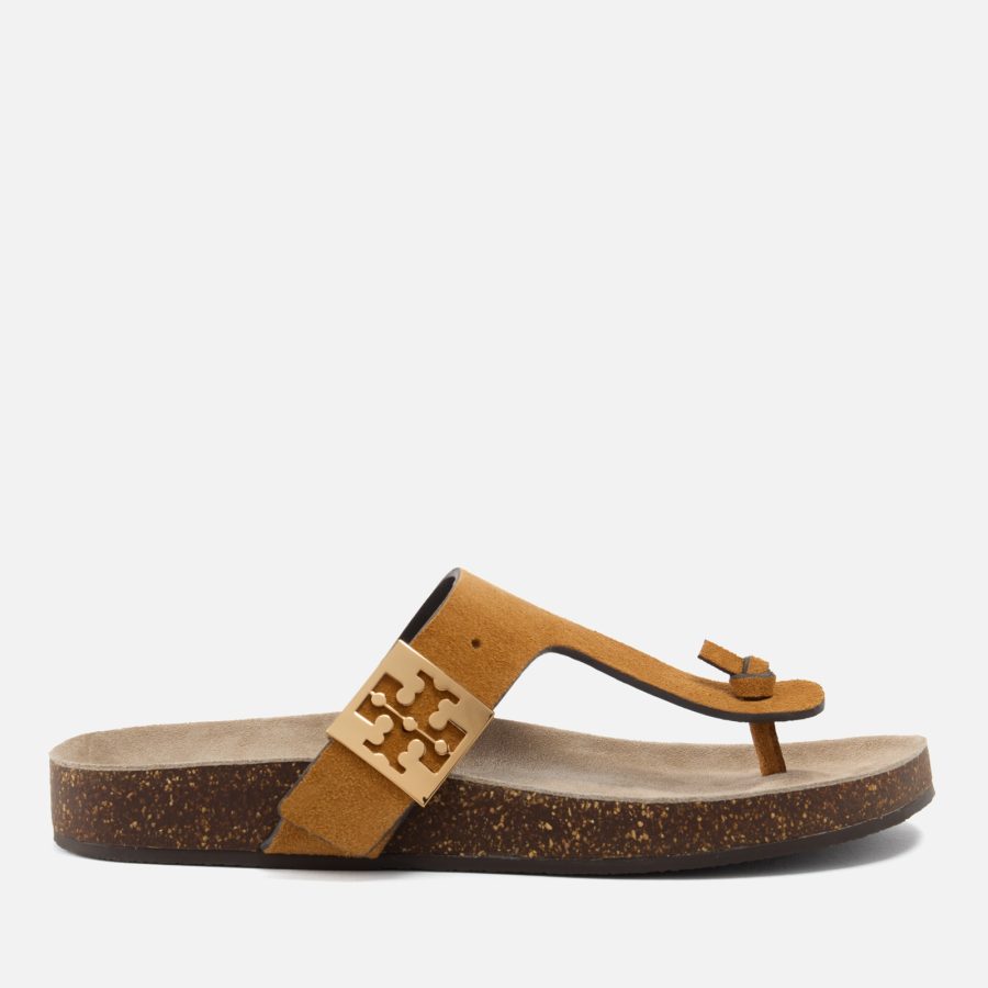 Tory Burch Women's Mellow Leather Toe-Post Sandals - Rhum/Avola - UK 7.5