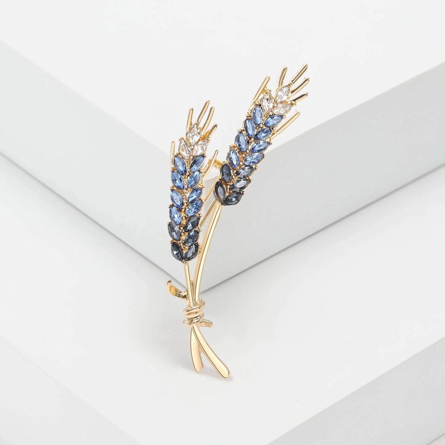 Two Gold-Toned Straws Brooch With Simulated Gemstones