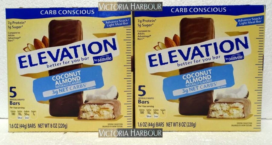 Two pack: Millville Elevation Protein Bars Carb Conscious Coconut Almond x2