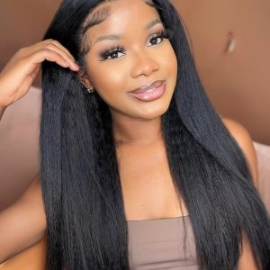 UNice Beginner Friendly Kinky Straight U/V Part Glueless Wig Brazilian Natural Black Wig