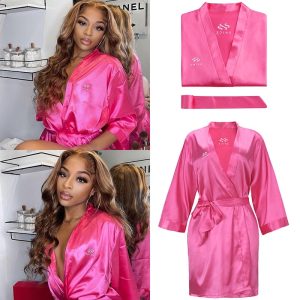 UNice Exclusive Gift Customized Pink Silk Robe