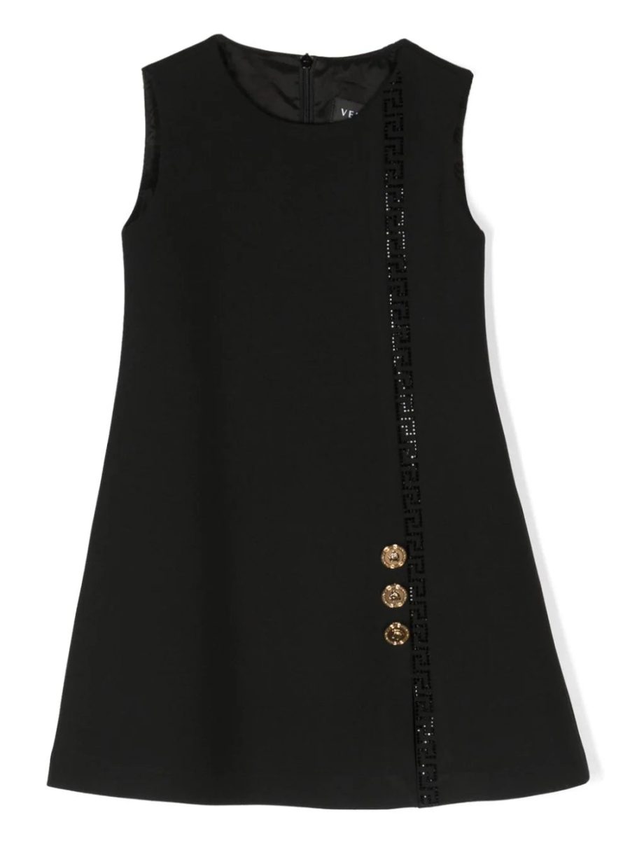 VERSACE KIDS Girls Logo-Embellished Sleeveless Dress Black