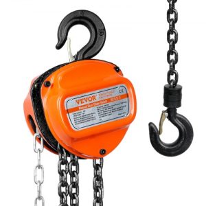 VEVOR 1/2 Ton Hand Chain Hoist 10 FT Come Along, 1100 lbs Capacity G80 Galvanized Carbon Steel with Double-Pawl Brake, Auto Chain Leading & 360° Rotation Hook, for Garage Factory Dock