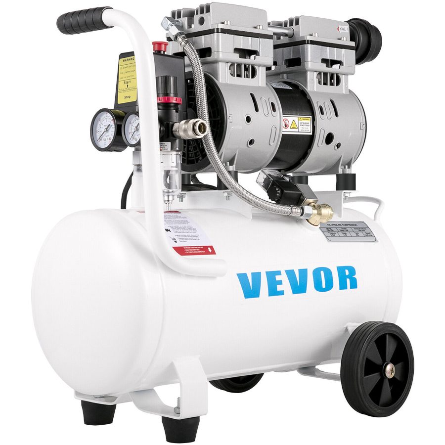 VEVOR 1HP Oil Free Air Compressor 115 PSI w/6.6 Gallon Steel Tank Ultra Quiet