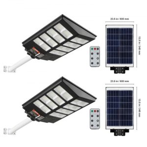 VEVOR 2PCS 800W Solar Street Light, 1400LM, LED Solar Flood Lights Outdoor with RF Remote Control, IP66 Waterproof Security Solar Powered Motion Sensor Lamp for Garden Yard Path Garage Parking Lot