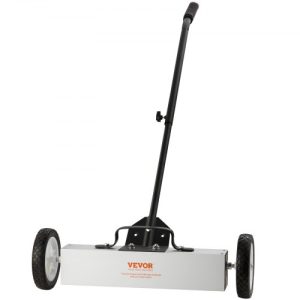 VEVOR 45Lbs Rolling Magnetic Sweeper with Wheels, Push-Type Magnetic Pick Up Sweeper, 18-inch Large Magnet Pickup Lawn Sweeper, Magnet with Telescoping Handle, Easy Cleanup of Workshop Garage Yard