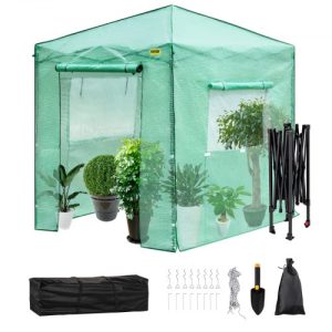 VEVOR 8'x 6'x 8' Pop-Up Greenhouse, Set Up in Minutes, Portable Greenhouse with Doors & Windows. High Strength PE Cover & Powder-Coated Steel Construction