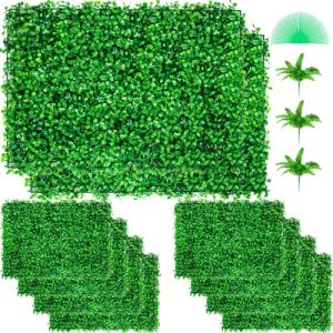 VEVOR Artificial Boxwood Panel UV 10pcs Boxwood Hedge Wall Panels Artificial Grass Backdrop Wall 24X16" 4cm Green Grass Wall Fake Hedge for Decor Privacy Fence Indoor Outdoor Garden Backyard