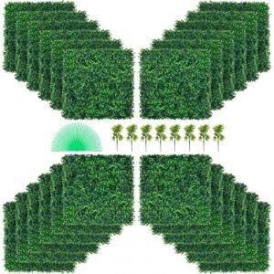 VEVOR Artificial Boxwood Panel UV 24pcs Boxwood Hedge Wall Panels Artificial Grass Backdrop Wall 20" X 20" 4 cm Green Grass Wall Fake Hedge for Decor Privacy Fence Indoor Outdoor Garden Backyard