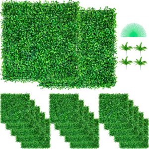 VEVOR Artificial Boxwood Panel UV 48pcs Boxwood Hedge Wall Panels Artificial Grass Backdrop Wall 10X10" 4cm Green Grass Wall Fake Hedge for Decor Privacy Fence Indoor Outdoor Garden Backyard