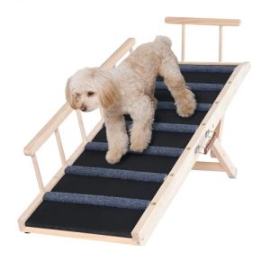 VEVOR Dog Ramp, Folding Pet Ramp for Bed, Adjustable Dog Ramp for Small, Large, Old Dogs & Cats, Wooden Pet Ramp with 47.2" Long Ramp, Adjustable from 13.8" to 27.6", Suitable for Couch, Sofa, Car