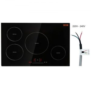 VEVOR Electric Cooktop, 4 Burners, 30'' Induction Stove Top, Built-in Magnetic Cooktop 7500W, 9 Heating Level Multifunctional Burner, LED Touch Screen with Child Lock & Over-Temperature Protection