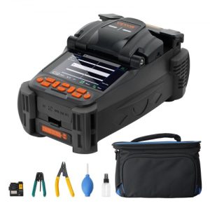 VEVOR Fiber Fusion Splicer 6 Motors, Core Alignment Fiber Optic Fusion Splicer with 4" Digital LCD Screen, Image Storage, 3 in 1 Auto Focus Optical Fiber Holder Cleaver Kit 5-6s Splicing 9-25s Heating