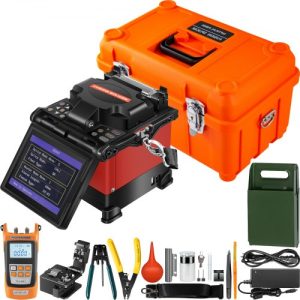 VEVOR Fiber Fusion Splicer Automatic Focus A-80S FTTH Fiber Optic Fusion Splicer Kit 5 Inch Digital LCD Screen Fusion Splicer Machine Optical Fiber Cleaver Kit