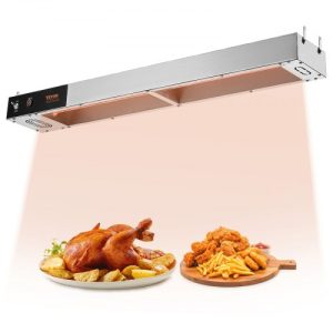 VEVOR French Fry Food Warmer, 850W Commercial Strip Food Heating Lamp, Electric Stainless Steel Warming Light Dump Station, Overhead 104-122°F Fries Warmer for Chip Buffet Kitchen Restaurant, Silver