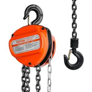 VEVOR Hand Chain Hoist, 1 Ton 2200 lbs Capacity 10 FT Come Along, G80 Galvanized Carbon Steel with Double-Pawl Brake, Auto Chain Leading & 360° Rotation Hook, for Garage Factory Dock