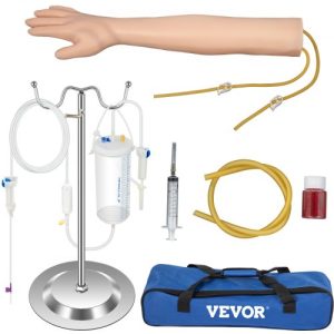 VEVOR Intravenous Practice Arm Kit Made of PVC, Latex Material Phlebotomy Arm with Infusion Stand, Practice Arm for Phlebotomy with a Storage Handbag, IV Practice Arm Kit for Venipuncture Practice