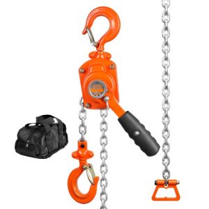 VEVOR Manual Lever Chain Hoist, 1/2 Ton 1100 lbs Capacity 10 FT Come Along, G80 Galvanized Carbon Steel with Weston Double-Pawl Brake, Auto Chain Leading & 360° Rotation Hook, for Garage Factory Dock