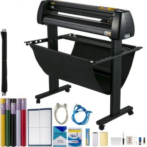 VEVOR Off-line Vinyl Cutter Machine 870mm Vinyl Printer U-Disk, 34 inch Plotter Printer with Accessories & Floor Stand Vinyl Cutting Machine Adjustable Force and Speed for Sign Making Plotter Cutter