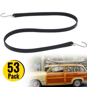 VEVOR Rubber Bungee Cords, 53 Pack 41" Long, Weatherproof Natural Rubber Tie Down Straps with Crimped S Hooks, Heavy Duty Outdoor Tarp Straps for Securing Flatbed Trailers, Canvases, Cargo, and More