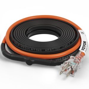 VEVOR Self-Regulating Pipe Heating Cable, 30-feet 5W/ft Heat Tape for Pipes Freeze Protection, Protects PVC Hose, Metal and Plastic Pipe from Freezing, 120V